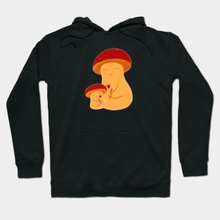 Love yellow red mushroom mum and kid with heart flower Hoodie